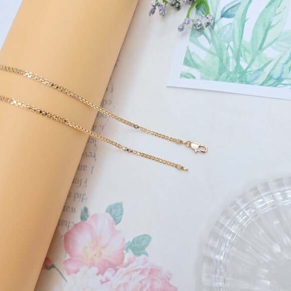 "Rose Gold Box Chain Necklace in High Shine Finish - 45cm (17.7 Inch), XPNL0059 - Picture 9 of 12